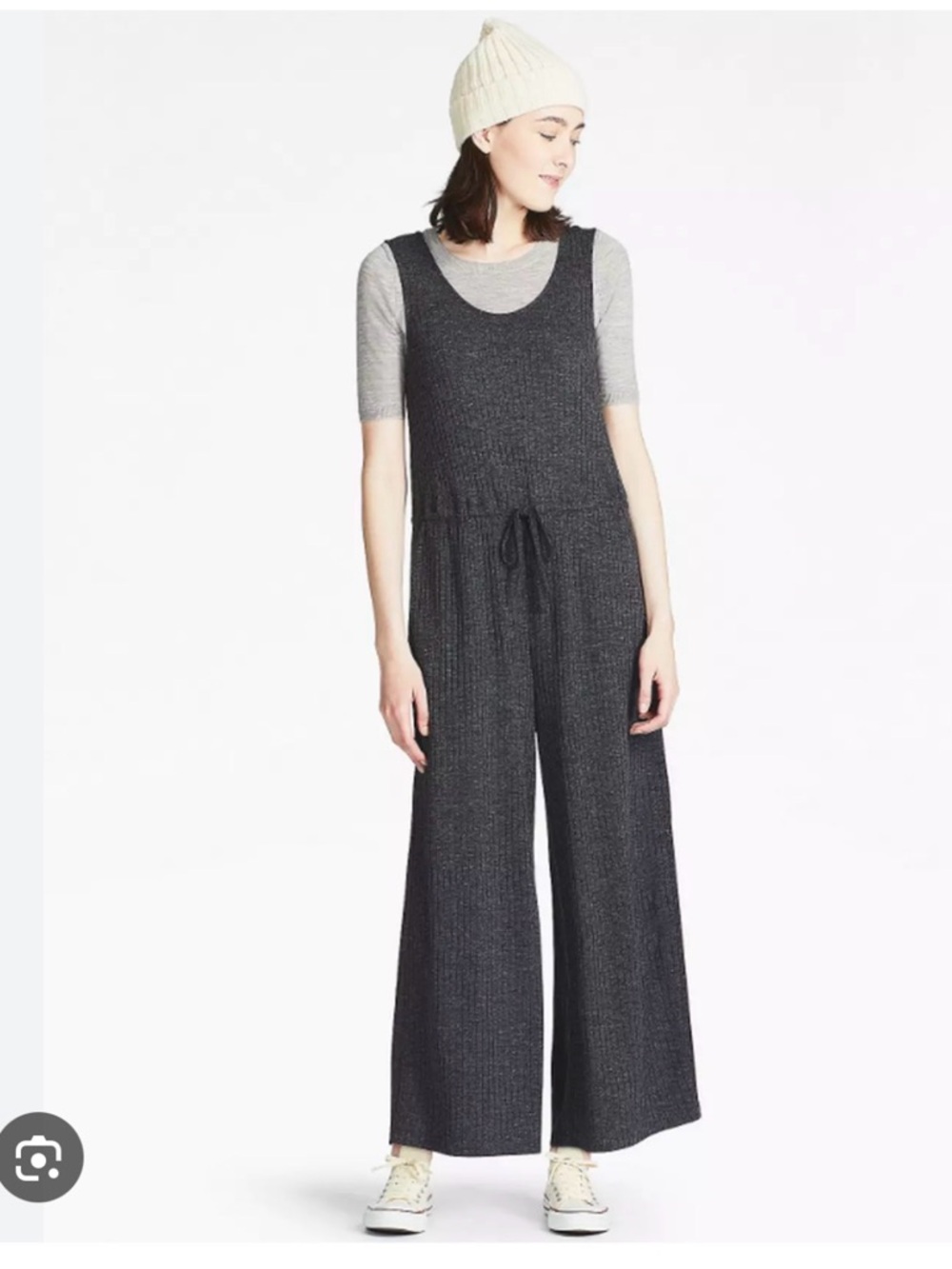 Uniqlo jumpsuit ribbed dark grey in size large